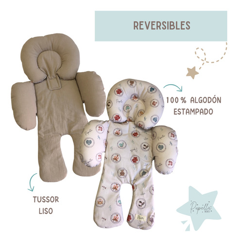 Reductor Huevito Bebe Cochecito Universal Reversible Algodon Caritas