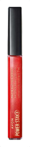 Labial Intransferible Power Stay Matte Effect Glitter Avon Acabado Mate Con Glitter Color Scarlet Flame