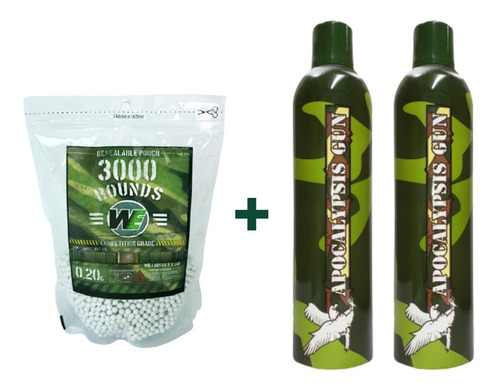 Imagen 1 de 5 de Combo 2 Green Gas + Bbgun 0,20gr X 3000pc We Airsoft