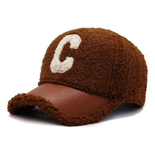 Gorra De Béisbol De Lana De Cordero Con Letras De Peluche Y