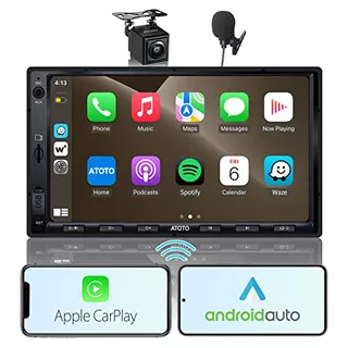 [upgrade] Double Din Car Stereo With Wireless Carplay,...