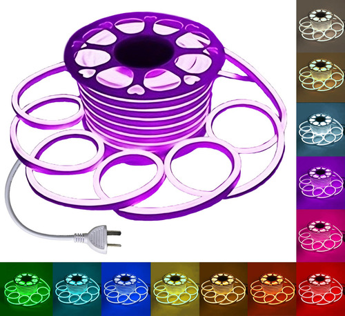 Tira Manguera Luz Led Flexible Neon Exterior 25mts Veoquiero Luz Violeta