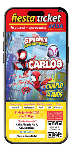 Invitación Digital Spidey Y Sus Sorprendentes Amigos Mod. 01
