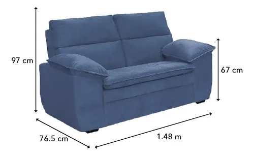 Sillón Premium LG Amoblamientos 2 Cuerpos Tela Azul
