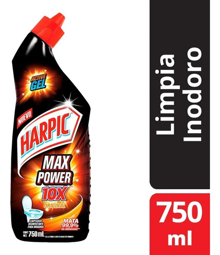 Gel Limpiador Harpic Desinfectante Inodoros Max Power 750 Ml