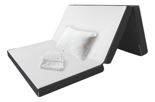 Pack Colchón Matrimonial Plegable + Sábanas + Almohada Blanco