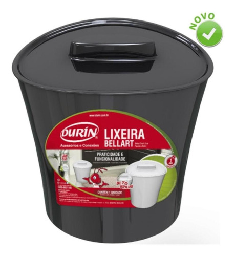 Lixeira Durin Bellart Preta 6l Cor Preto