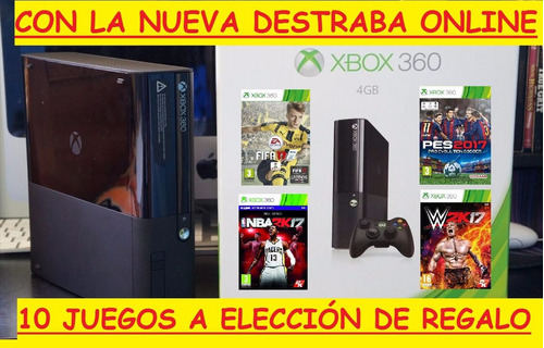 Xbox 360 Slim E Nuevas + 10 Juegos De 360 + Destraba Online