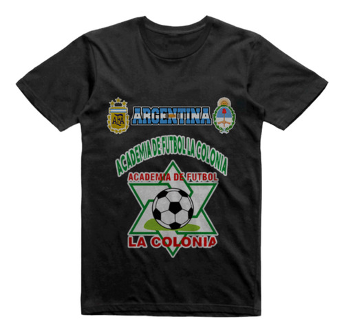 Remera Infantil Negra Academia De Fútbol La Colonia