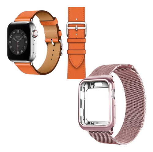 Kit Correas Para Apple Watch Estilo Ejecutivo: Acero Y Piel