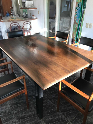 Mesa Comedor Madera Con Diseño Patas Hierro