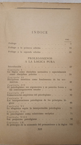 Abreviatura De Investigaciones Logicas De E. Husserl (Usado)