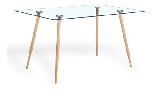Imagen 2 de 3 de Comedor Mesa Vidrio 120x80 Con 4 Sillas Eames Negras