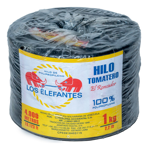 Hilo Toamtero 1kg 4000mt Negro Marca Elefante