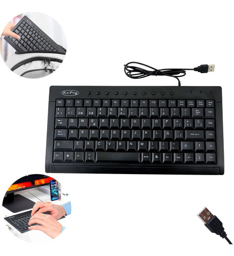 Mini Teclado Usb Multimedia En Español Pc Windows Delgado