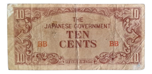Burma Billete 10 Cents 1942 - Ocupación Japonesa - 2ª Guerra