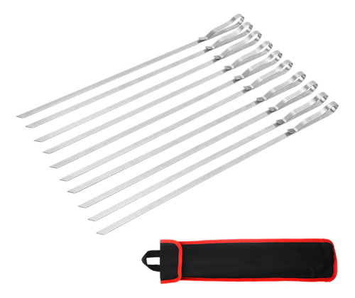 6 Broches De Kebab Largos Y Planos, De Metal Para 10 Piezas