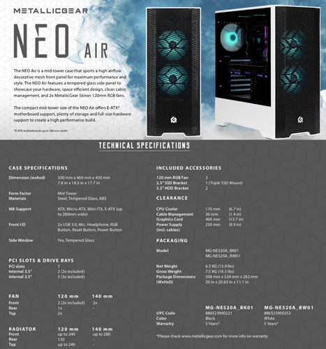 Imagen 4 de 10 de Gabinete Phanteks Metallicgear Neo Air 2x Coolers Argb
