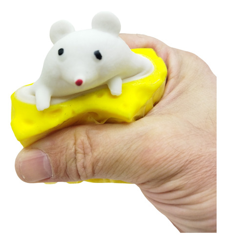 Brinquedo De Apertar Relaxante Queijo Com Ratinho Cubo 5cm