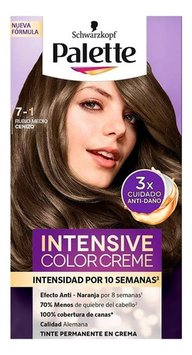 2 Pza Tinte Para Cabello Palette Intensive Color Creme 7-1 R