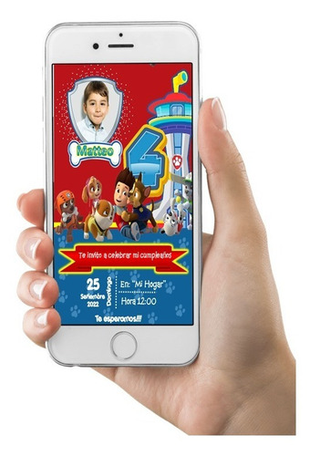 Invitación Digital Tarjeta De Patrulla Canina-paw Patrol!