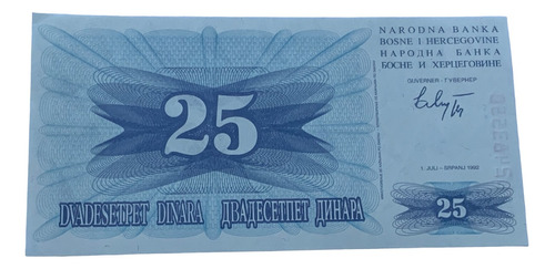 Robmar-billete S/c. De Bosnia Y Herzegovina-25 Dinara-1992