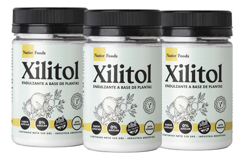  Pack X3 Xilitol Endulzante A Base De Plantas Natier 250gr