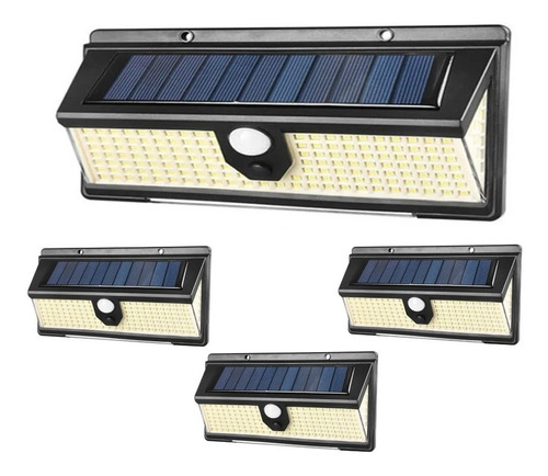 Luz Led X 4 Und Recargable Panel Solar Sensor De Movimiento 