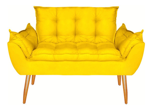 Namoradeira Opala De Luxo Amarelo Visammer Desenho do tecido Suede