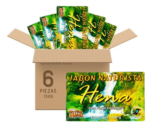 6 Pack Jabón Naturista En Barra De Hena 150g C/u