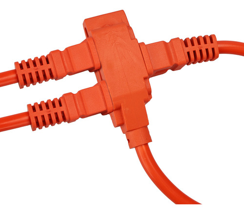 Extensión Eléctrica Uso Rudo 3 Metros Reforzada Color Naranja
