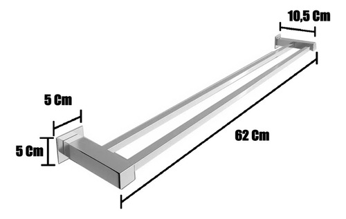 Suporte 57cm Toalha Duplo De Banheiro Toalheiro C6948f Inox