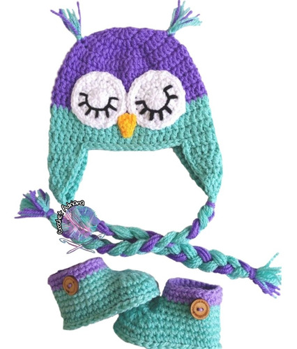 Gorro Y Botitas Búho Bebé Crochet