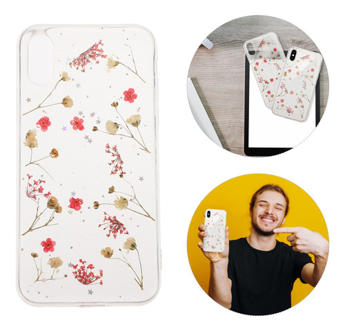 Elegante Funda Con Diseño De Flores Preservadas Para iPhone