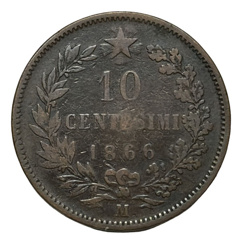 Moneda Italia 10 Centésimos Año 1866 Ceca  M  - Milán