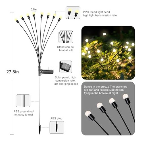 Luces Solares De Jardín Luz Solar Oscilante Mejorada, Bala