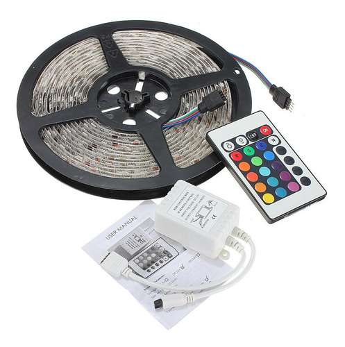 Tira 300 Led Rgb 5m Impermeabl + Control + Transformador 220