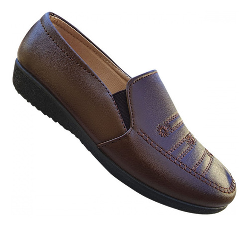 Zapato Mujer Casual Clasico Comodo Bordado Marron 3230