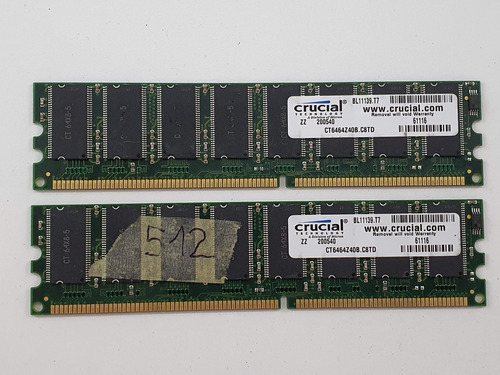 Memoria Ram Crucial 512mb Ddr 400mhz Pc 3200 Pc 2x256mb