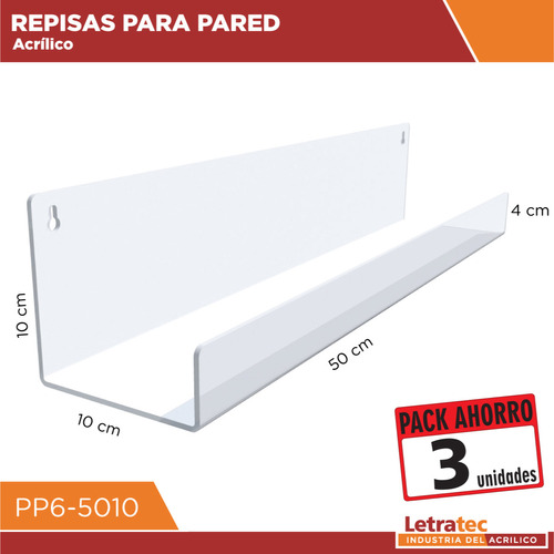 Repisa Pared Acrílico Pp6-5010-3 Pack/3