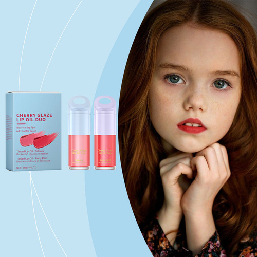 Kit De Brillo Labial Tintado Para Niños Rubys Red Y Sakuras