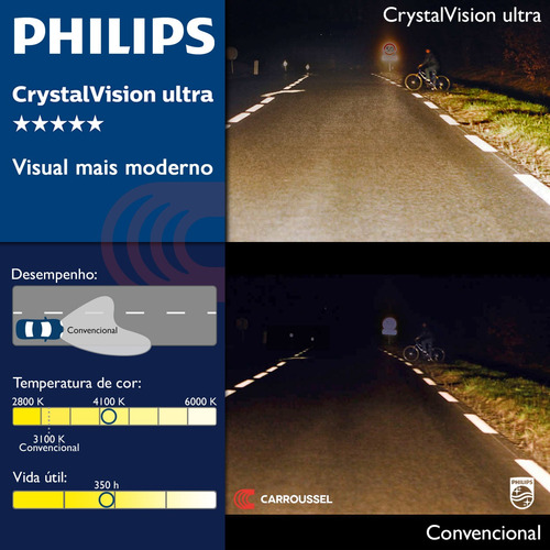 Imagem 4 de 5 de Kit Lâmpada Philips Crystal Vision Ultra H1 55w-12v 4300k