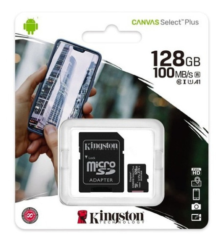 Imagen 1 de 4 de Memoria Micro Sd 128gb Kingston Clase10 100mb Camara Celular