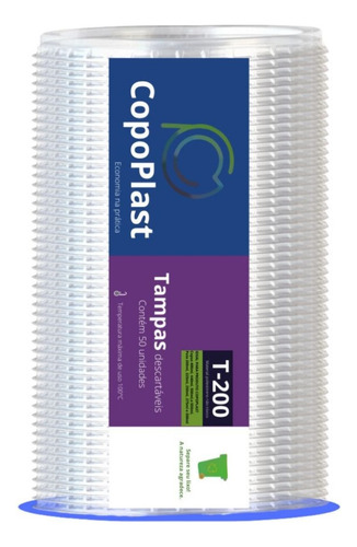 Tampa Descartavel Copo Pote Transparente T-200 50 Unidades