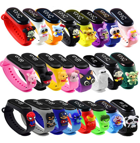 Reloj Pulsera Led Infantil De Dibujos Animados, 24 Piezas