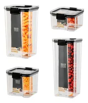 Comprar Set 4 Recipientes Herméticos Apilables Cocina Alacena Una Ganga