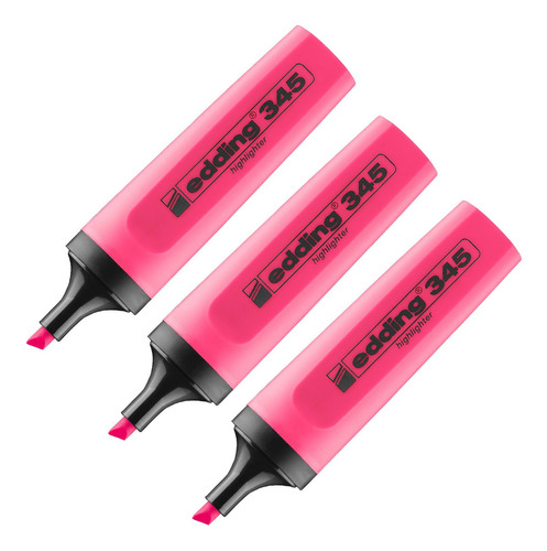 Resaltadores Para Papel Edding 345 Fluor Pack X3 Color Rosa