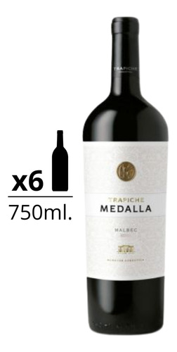 Vino Tinto Trapiche Medalla Malbec Pack X 6