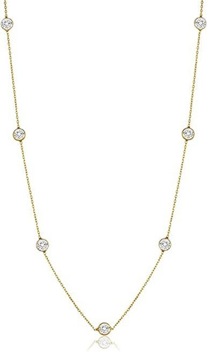 Nyc Sterling Collar De Plata De Ley Chapada En Oro Para