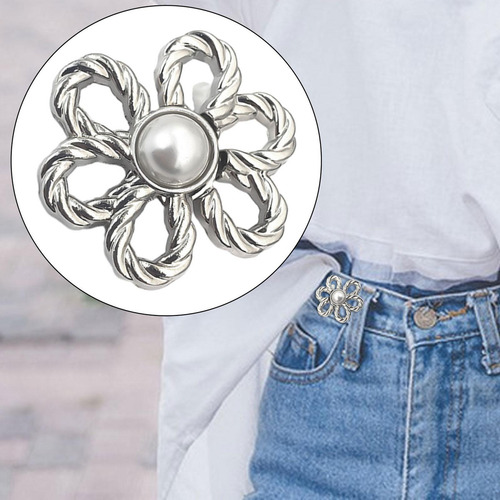 . Jeans Botón Pin Jeans Ajustador De Cintura Botón De Flor